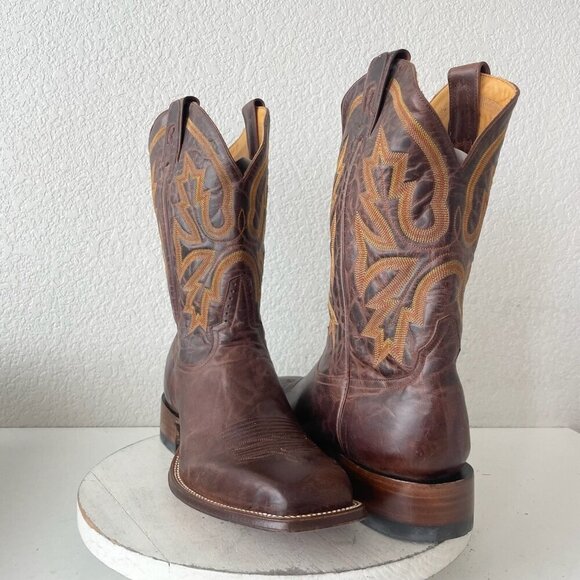 NEW Rod Patrick Mens Cowboy Boots 14.5A Perro Loco Brown Western Square Toe - Picture 1 of 12